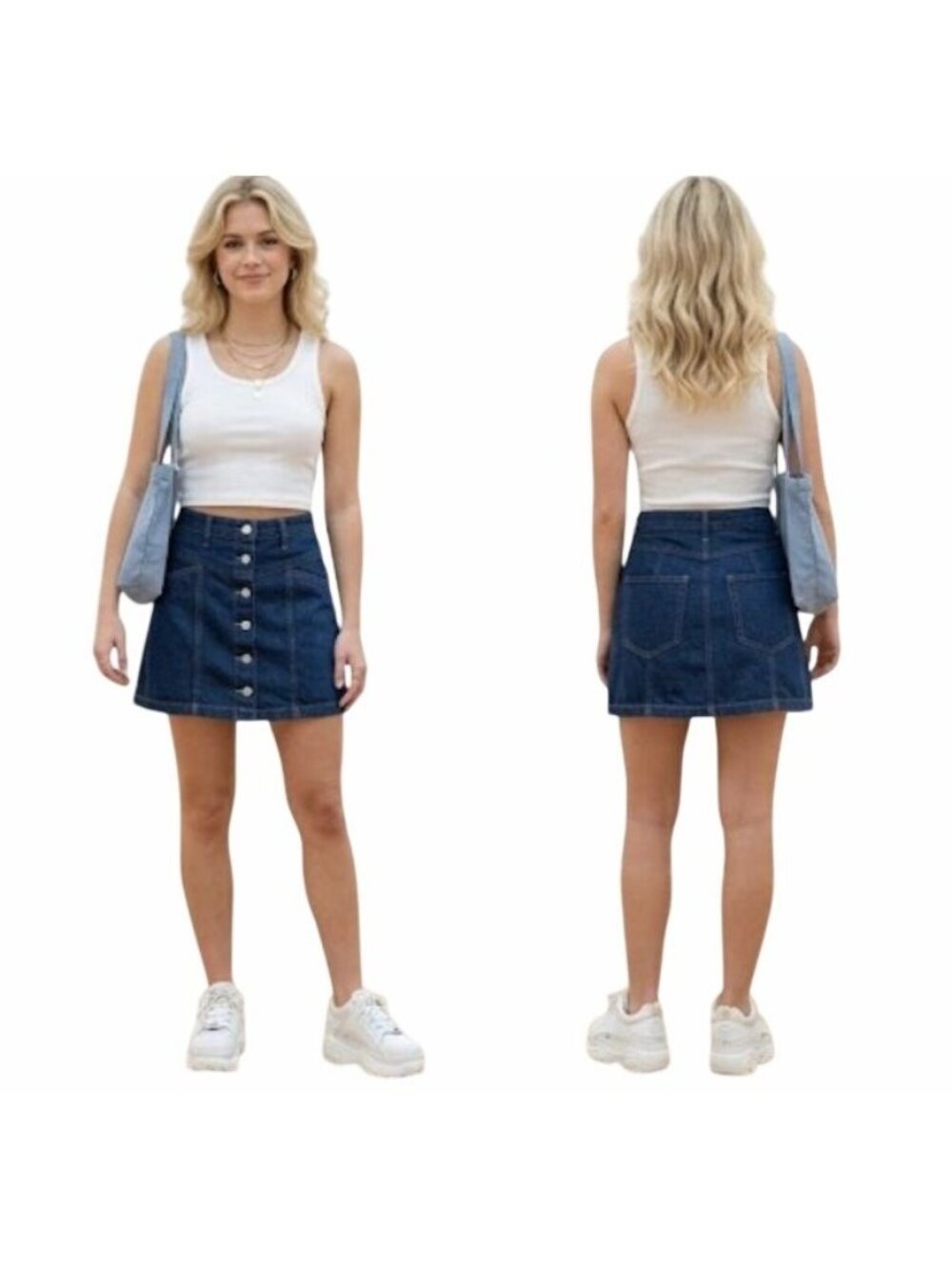 ⭐Abercrombie & Fitch Dark Wash Denim Button Front A-Line Mini Skirt Women's 27 4